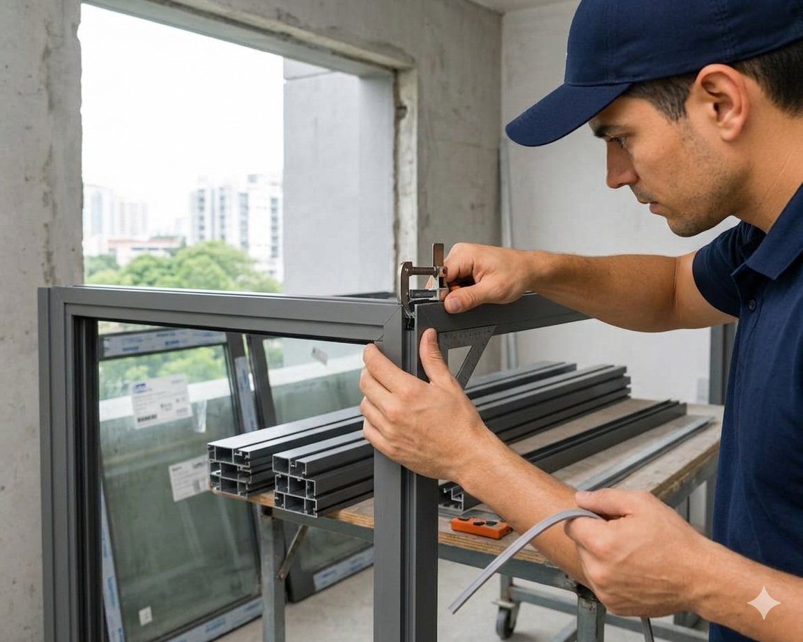 Making new aluminium glass windows